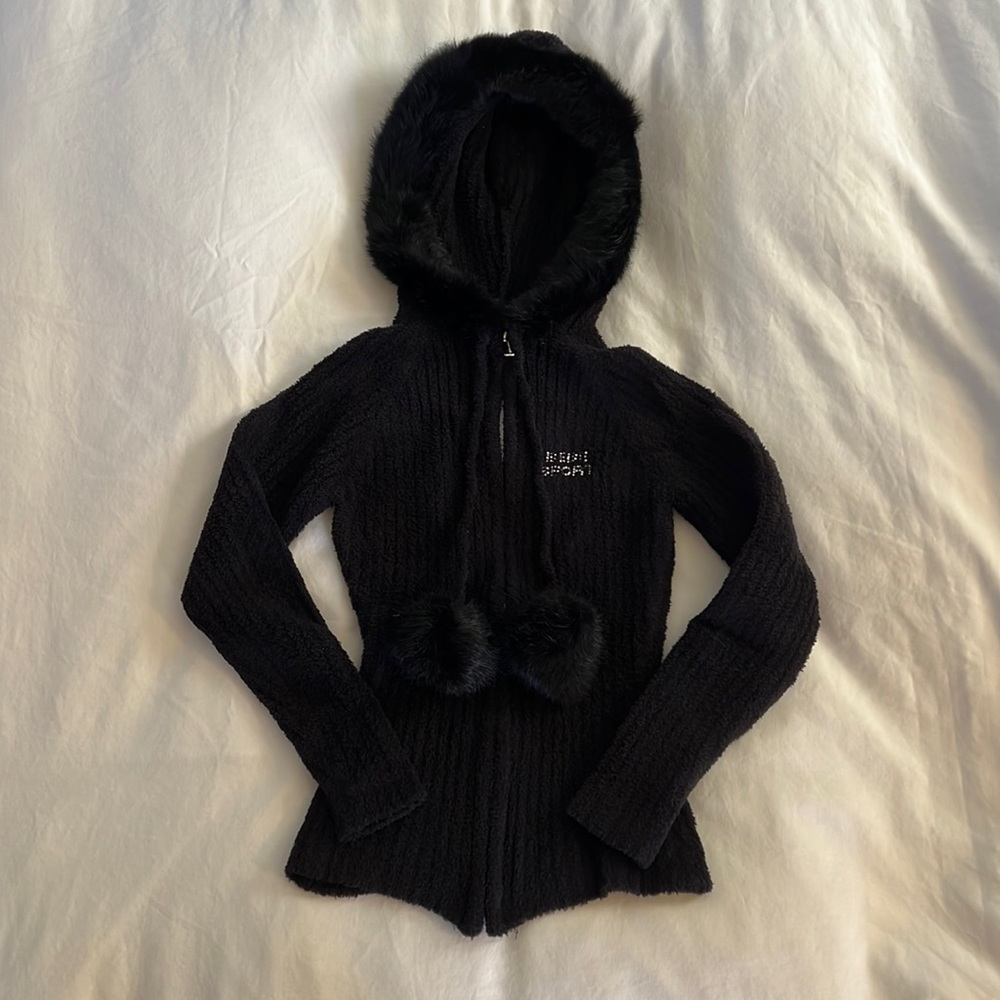 Bebe Zip Up Hoodie with Pom Poms